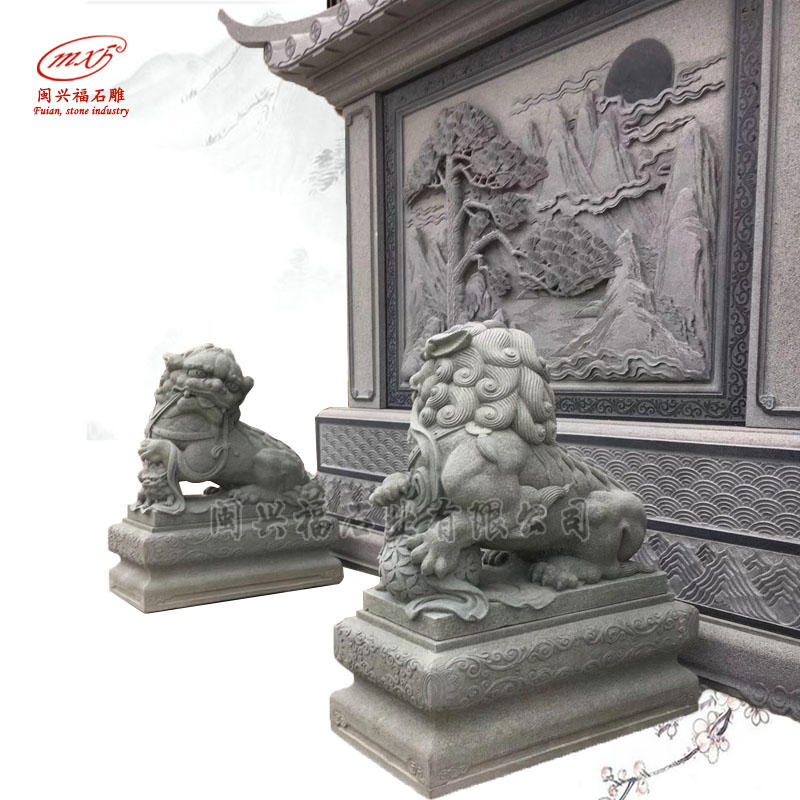 厂家定制古狮石雕狮子花岗岩动物瑞兽古狮石材大门雕刻摆件MXFSD-SZ112